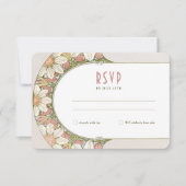 Marguerite Daisy Stof Bruiloft RSVP Art Nouveau Kaart (Voorkant)