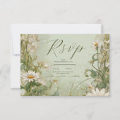 Marguerite Daisy Stof Bruiloft RSVP Kaartje (Voorkant)