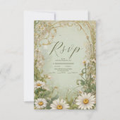Marguerite Daisy Stof Bruiloft RSVP Kaartje (Voorkant)