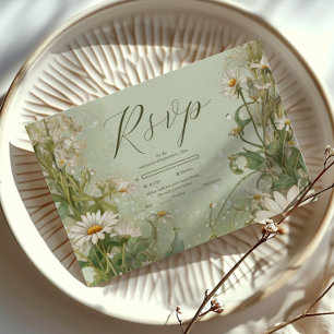 Marguerite Daisy Stof Bruiloft RSVP Kaartje