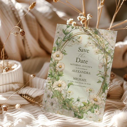 Marguerite Daisy Stof Bruiloft Save The Date