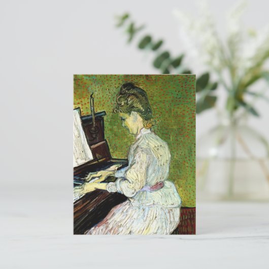 Marguerite Gachet in Piano door Vincent van Gogh Briefkaart (Staand voorkant)
