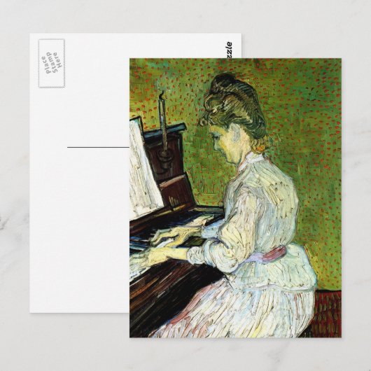 Marguerite Gachet in Piano door Vincent van Gogh Briefkaart (Voorkant / Achterkant)