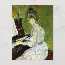 Marguerite Gachet in Piano door Vincent van Gogh Briefkaart
