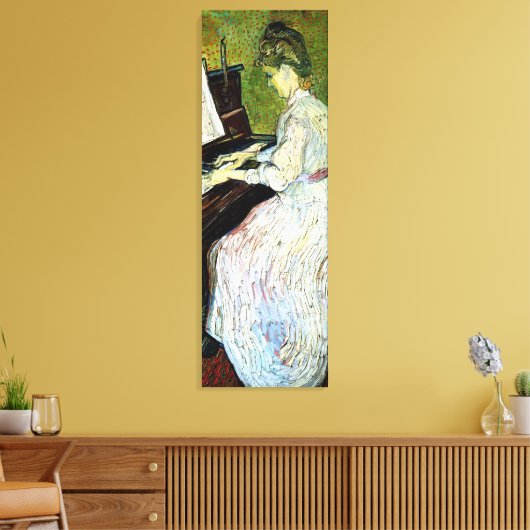 Marguerite Gachet in Piano door Vincent van Gogh Canvas Afdruk (Insitu (Woonkamer))