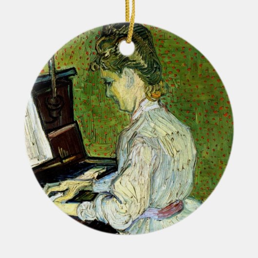 Marguerite Gachet in Piano door Vincent van Gogh Keramisch Ornament (Voorkant)