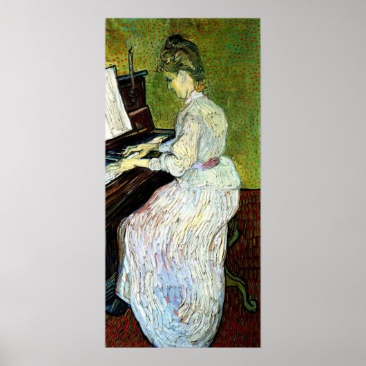 Marguerite Gachet in Piano door Vincent van Gogh Poster (Voorkant)