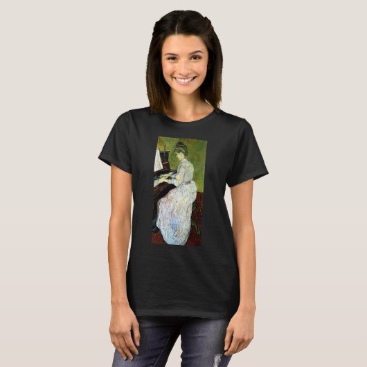 Marguerite Gachet in Piano door Vincent van Gogh T-shirt (Voorkant volledig)