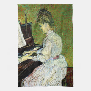 Marguerite Gachet in Piano door Vincent van Gogh Theedoek