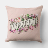 Marguerite Naam Vintage Bloemen Banner Schattig & Kussen (Voorkant)