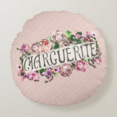 Marguerite Name  Girly Floral Baby shower Rond Kussen (Voorkant)