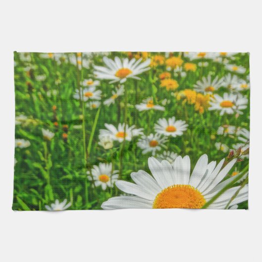 margueriteveld in het voorjaar theedoek (Horizontaal)
