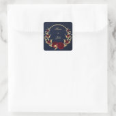 margundy gold floral gold vierkante sticker (Tas)