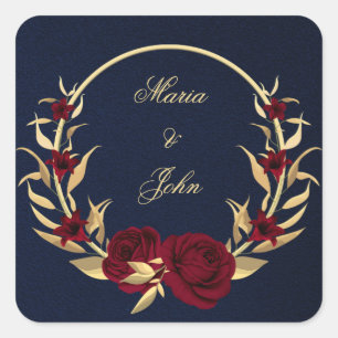 margundy gold floral gold vierkante sticker