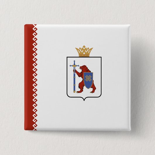 Mari El Flag Vierkante Button 5,1 Cm (Voorkant)