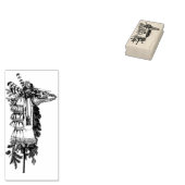 Mari Lwyd Paard Schedel Rubber en Hout Art Stamp Rubberstempel (Gestempeld)