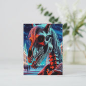 Mari Lwyd Skeleton Kerstmis Briefkaart (Staand voorkant)