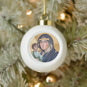 Maria Advocata Nostra Icoon Keramische Bal Ornament