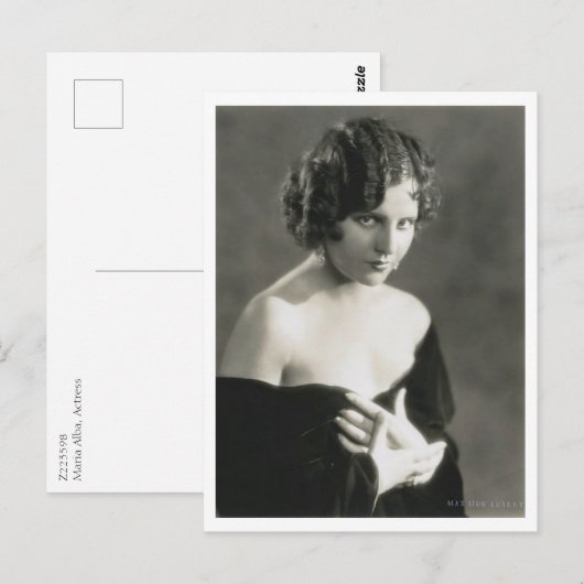 Maria Alba, stille film, actrice Briefkaart (Voorkant / Achterkant)