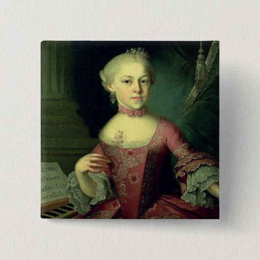 Maria-Anna Mozart, genaamd "Nannerl" Vierkante Button 5,1 Cm (Voorkant)