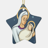 Maria & Baby Jesus Kerstversiering Keramisch Ornament (Links)