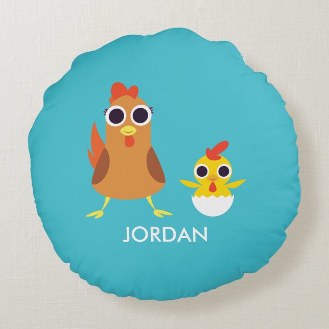 Maria & Bandiet de Kippen Rond Kussen (Achterkant)