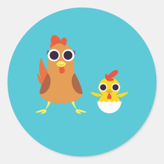 Maria & Bandit the Chickens Ronde Sticker (Voorkant)