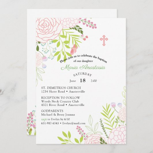 Maria Baptism Uitnodiging (Voorkant / Achterkant)