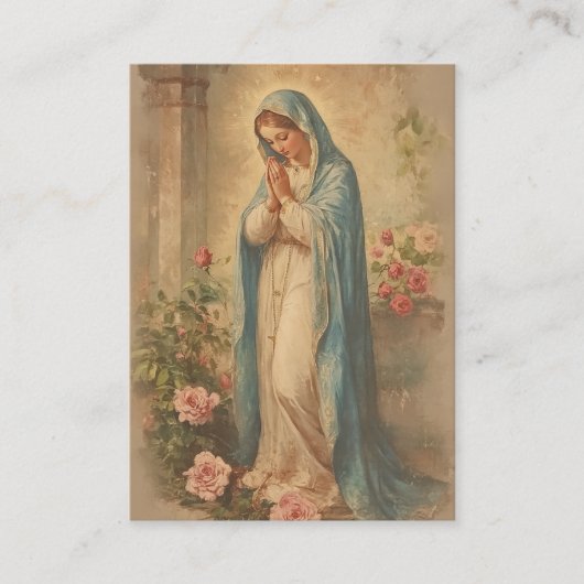 Maria biddende Katholieke begrafenisherdenking Hei Visitekaartje (Voorkant)