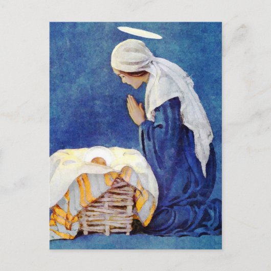 Maria bidt en Baby Jesus Briefkaart (Voorkant)