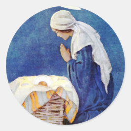Maria bidt en Baby Jesus Ronde Sticker