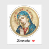 Maria bidt met een cirkel van rode bloemen sticker (Vel)