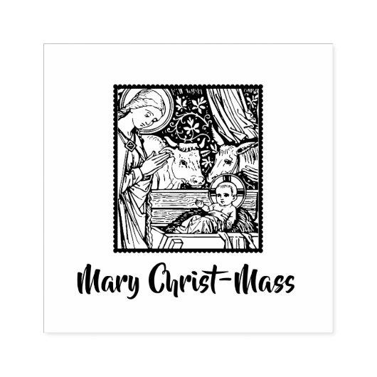 Maria Christus-mis Geboorte Traditionele Kunst Rubberstempel (Afrduk)
