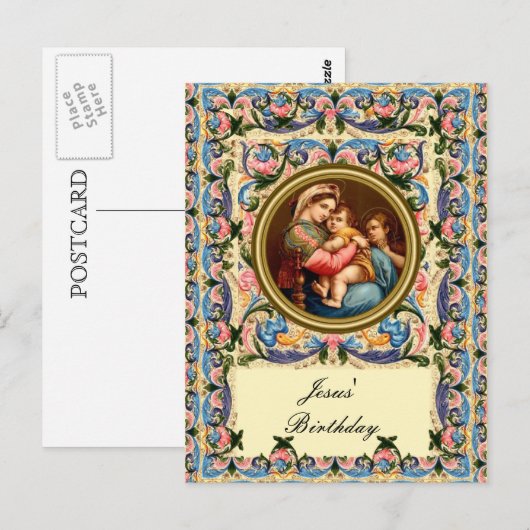 Maria de Madonna en kind - Verjaardag van Jezus Briefkaart (Voorkant / Achterkant)