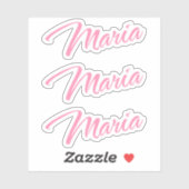 Maria Decoratieve Naam in Roze x3 Sticker (Vel)