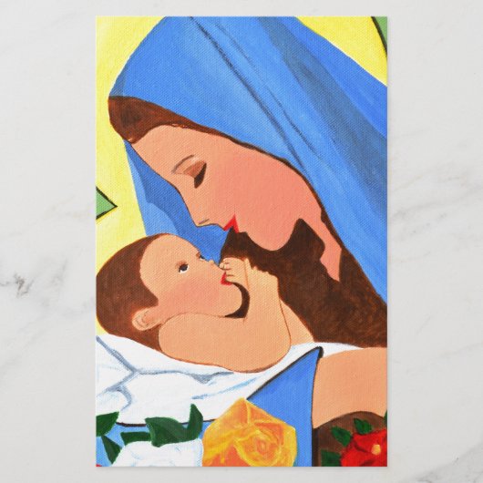Maria en baby Jesus Briefpapier (Voorkant)