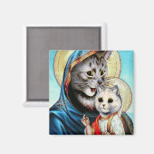 Maria en Baby Jesus Katten Magneet (Voorkant / Achterkant)