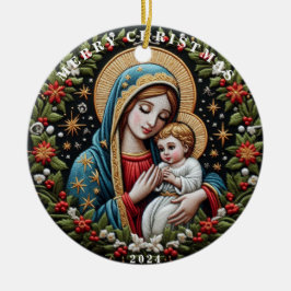 Maria en Baby Jesus Kerstornament Keramisch Ornament