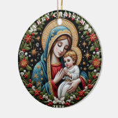 Maria en Baby Jesus Kerstornament Keramisch Ornament (Links)