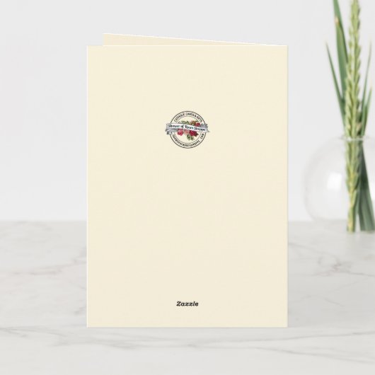 Maria en Baby Jezus Blauw en Bloesem Bedankkaart (Achterkant)