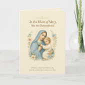 Maria en Baby Jezus Blauw en Bloesem Bedankkaart (Voorkant)