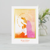 Maria en Baby Jezus Kerstmis Folie Feestdagenkaart (Staand Voorkant)