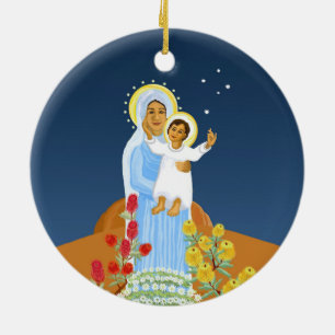 Maria en Jezus - Australische geboorte Keramisch Ornament