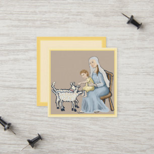 Maria en Jezus begroeten de lammetjes Contactkaartje