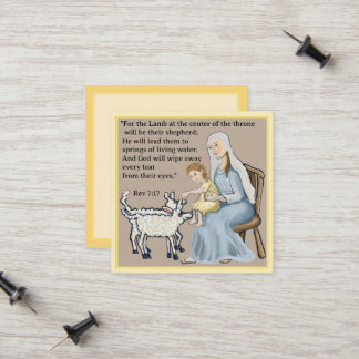 Maria en Jezus begroeten de lammetjes Contactkaartje