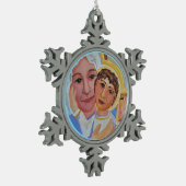 Maria en Jezus Christelijk Tin Sneeuwvlok Ornament (Links)