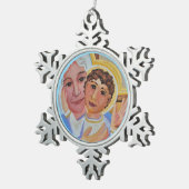 Maria en Jezus Christelijk Tin Sneeuwvlok Ornament (Rechts)