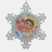 Maria en Jezus Christelijk Tin Sneeuwvlok Ornament (Voorkant)