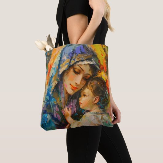 Maria en Jezus Expressionisme Tote Bag (Dichtbij)