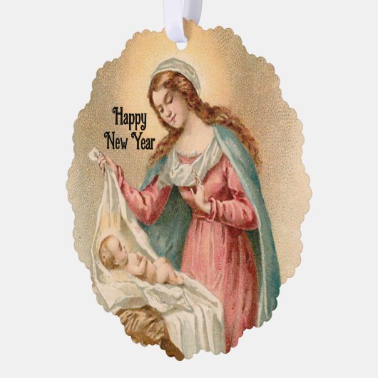 Maria en Jezus Kerst Ornament Kaart (Links)
